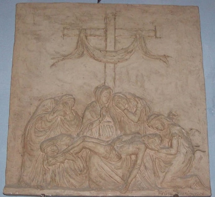 Via Crucis, Dodicesima Stazione, terracotta, Suore Domenicane, Roma (1988)