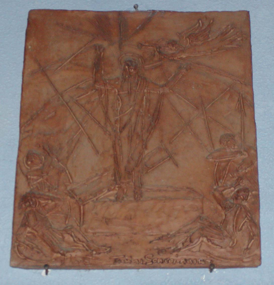 Via Crucis, Quattordicesima Stazione, terracotta, Suore Domenicane, Roma (1988)